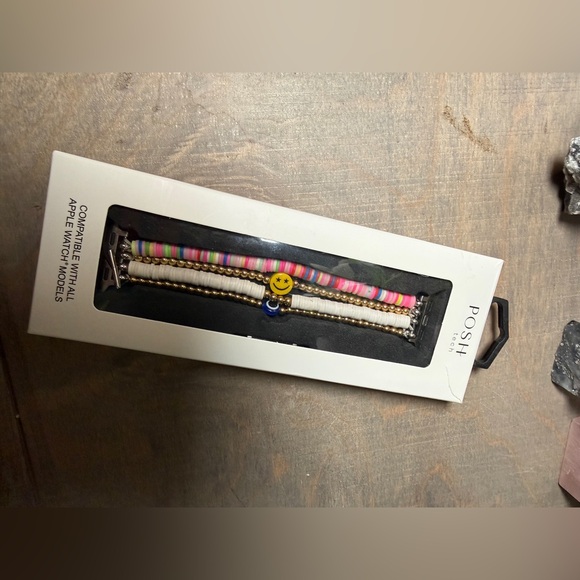 Posh Pink, White & Gold Multi-Stack Beaded Bracelet Set for Apple Watch. - Picture 3 of 8